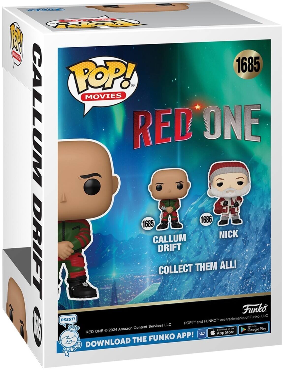 TopY ! KOTES 1685 POP! MOVIES GALLUM RED ONE 1686 1685 CALLUM NICK DRIFT DRIFT COLLECT THEM ALL! Funko of Funko, LLC PSSST! FUNKO are trademarks POP and Services LLC HOT E aRRO  2024 Amazon Content Download an ther Google Play RED ONE Store APP! App THE FUNKO DOWNLOAD