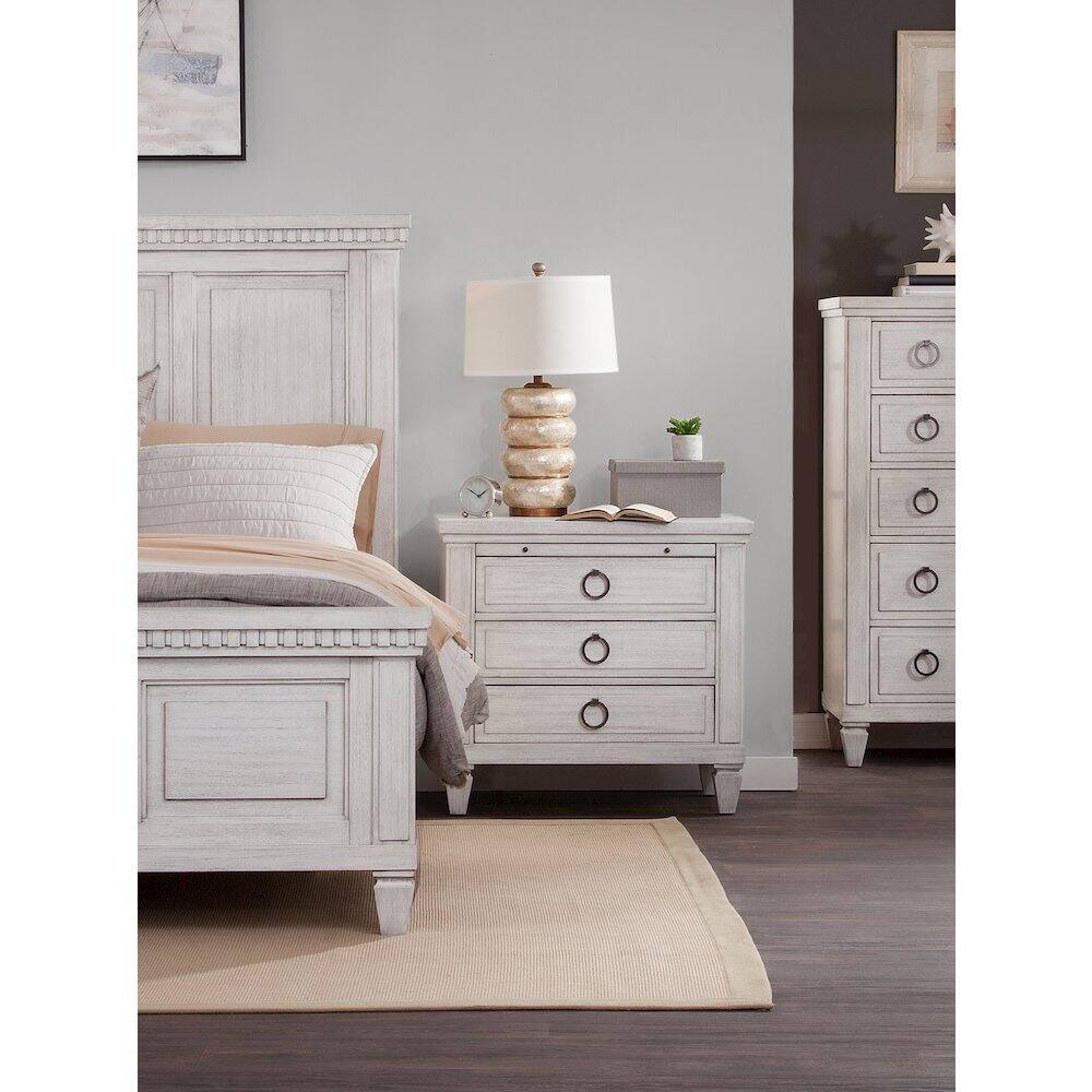 Alt View 2. American Woodcrafters - Salter Path 3-Drawer Nightstand - White with Grain - White.