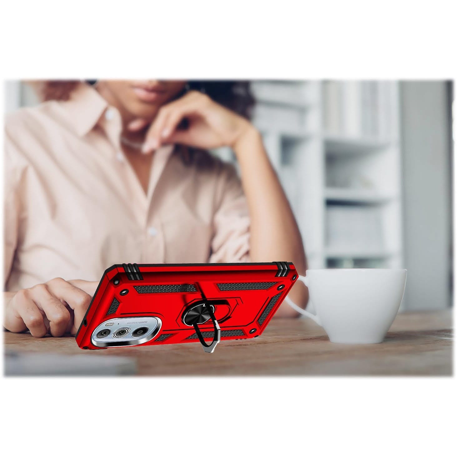 Alt View 16. SaharaCase - Military Kickstand Series Case for Motorola Edge+ (2022) - Red.