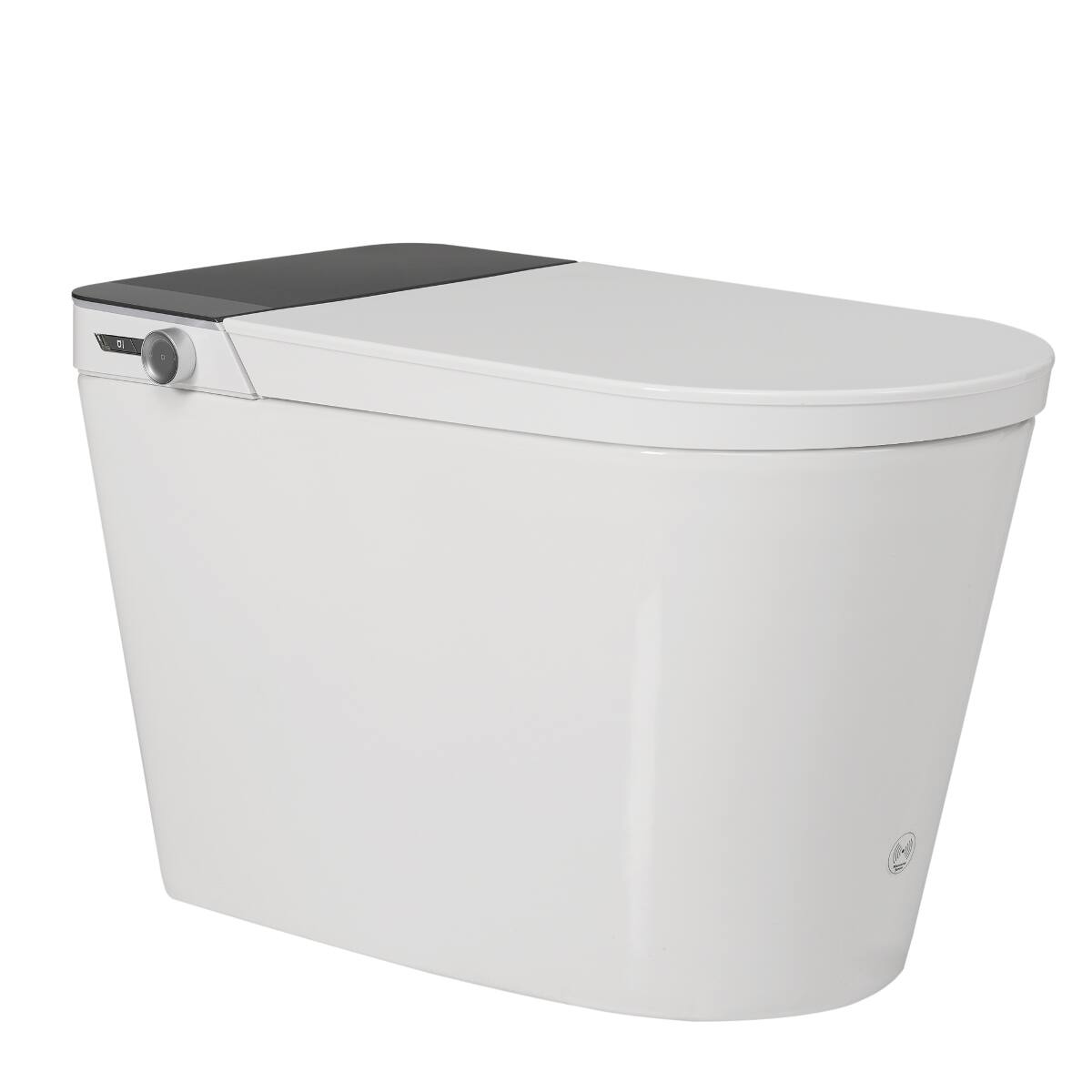Angle. Loheer - Loheer Tankless Smart Toilet with Built In Bidet, Heated Seat, Warm Dryer and Remote Control - White and gray.