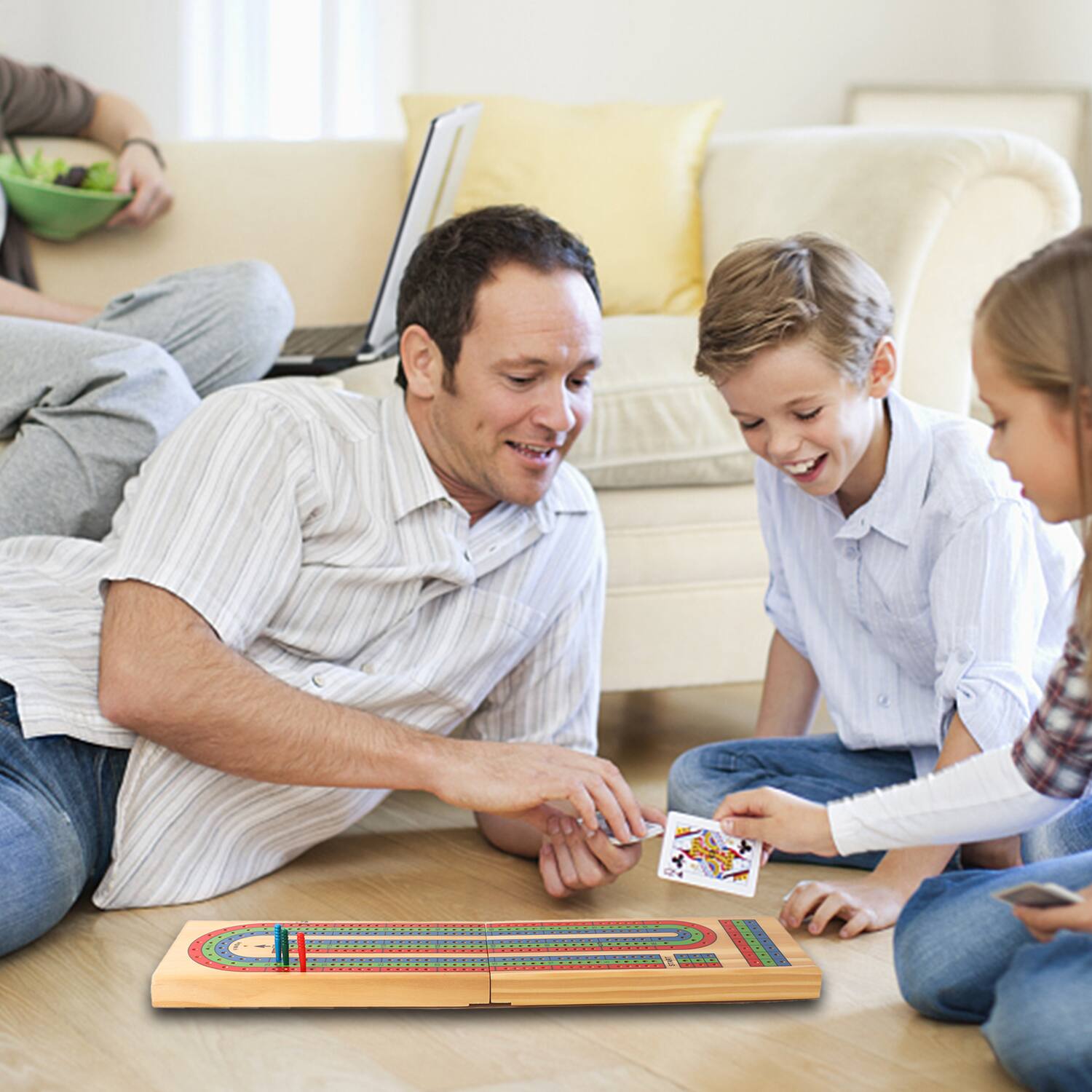 Alt View 2. GSE Games & Sports Expert - Wooden Folding 3-Track Color Coded Portable Travel Cribbage Board with 6 Plastic Pegs, Travel Game.