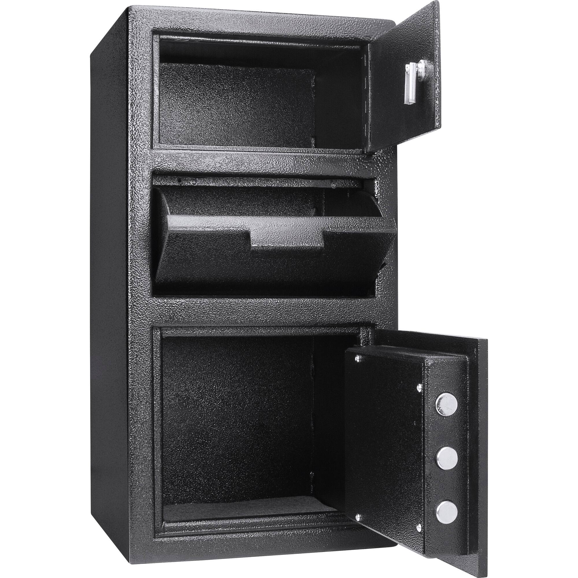 Angle. Barska - Advanced Digital Keypad Compact Depository Drop Safe with Master Code + 5 Codes & Dual User Mode-, 0.72/0.78 Cu Ft - Black.