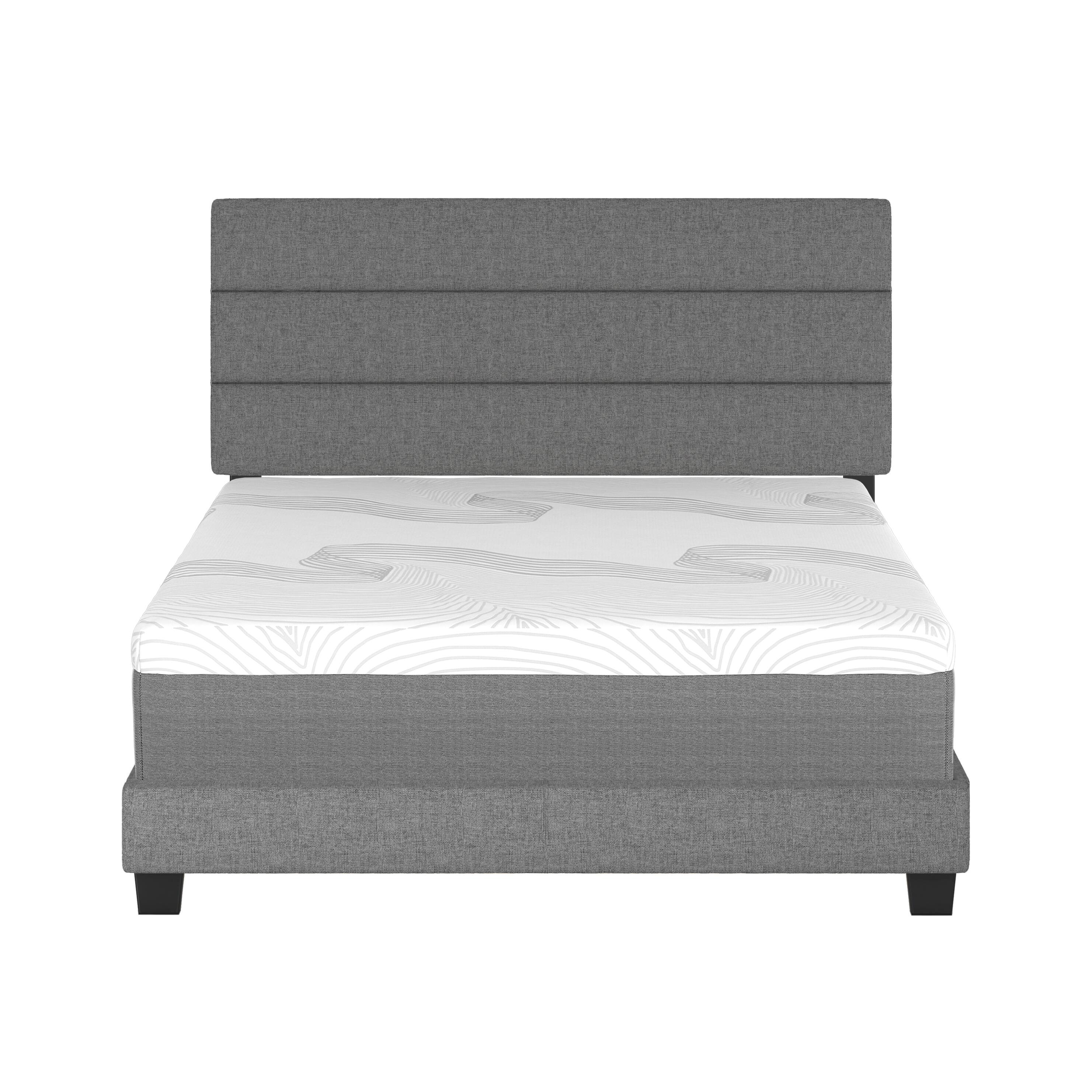 Alt View 2. Boyd Sleep - Sicily Linen Upholstered Platform Bed Frame with Adjustable Headboard, Queen - Grey.