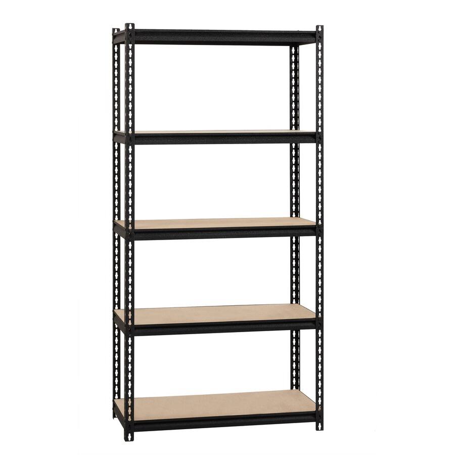 Left. Lorell - Lorell Iron Horse 2300 lb Capacity Riveted Shelving 5 Shelf 72" H x 36" W x 18" D Black Steel Particleboard - Black.