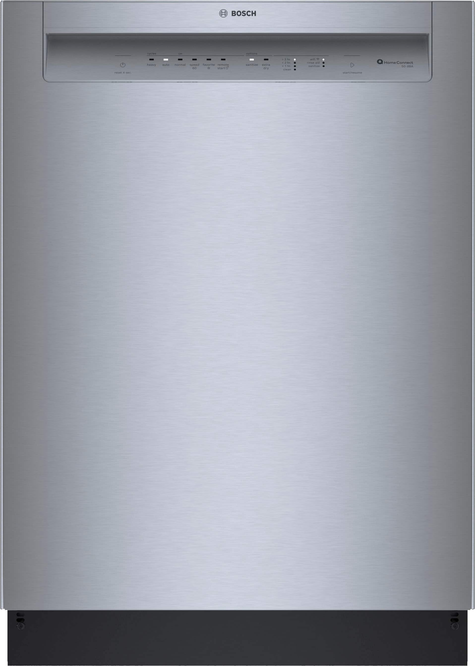 Bosch - 300 Series 24" Front Control Smart Built-In Tub Dishwasher with 3rd Rack, 48 dBA - Stainless Steel