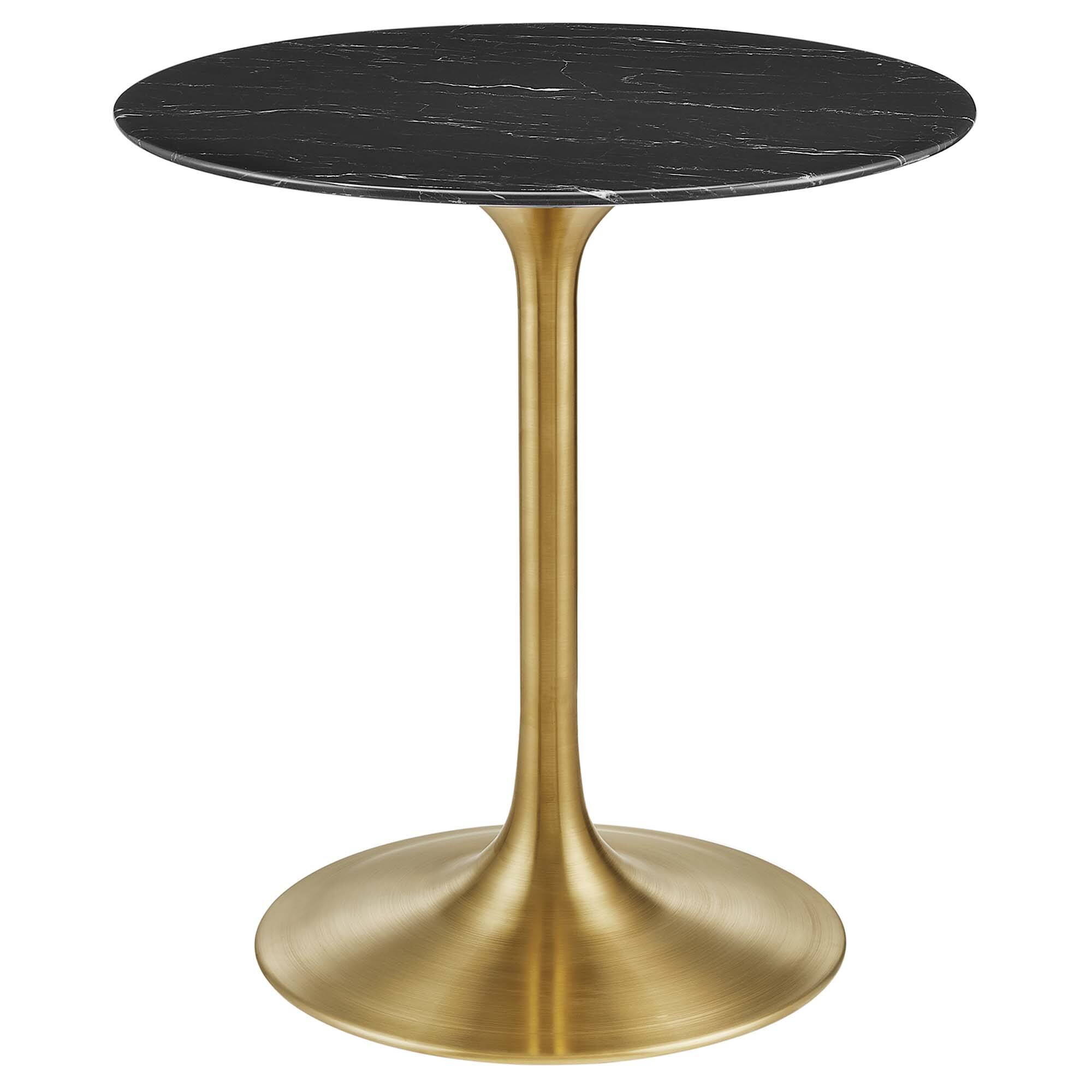 Angle. Modway - Lippa Round 28" Dining Table - Gold Black.