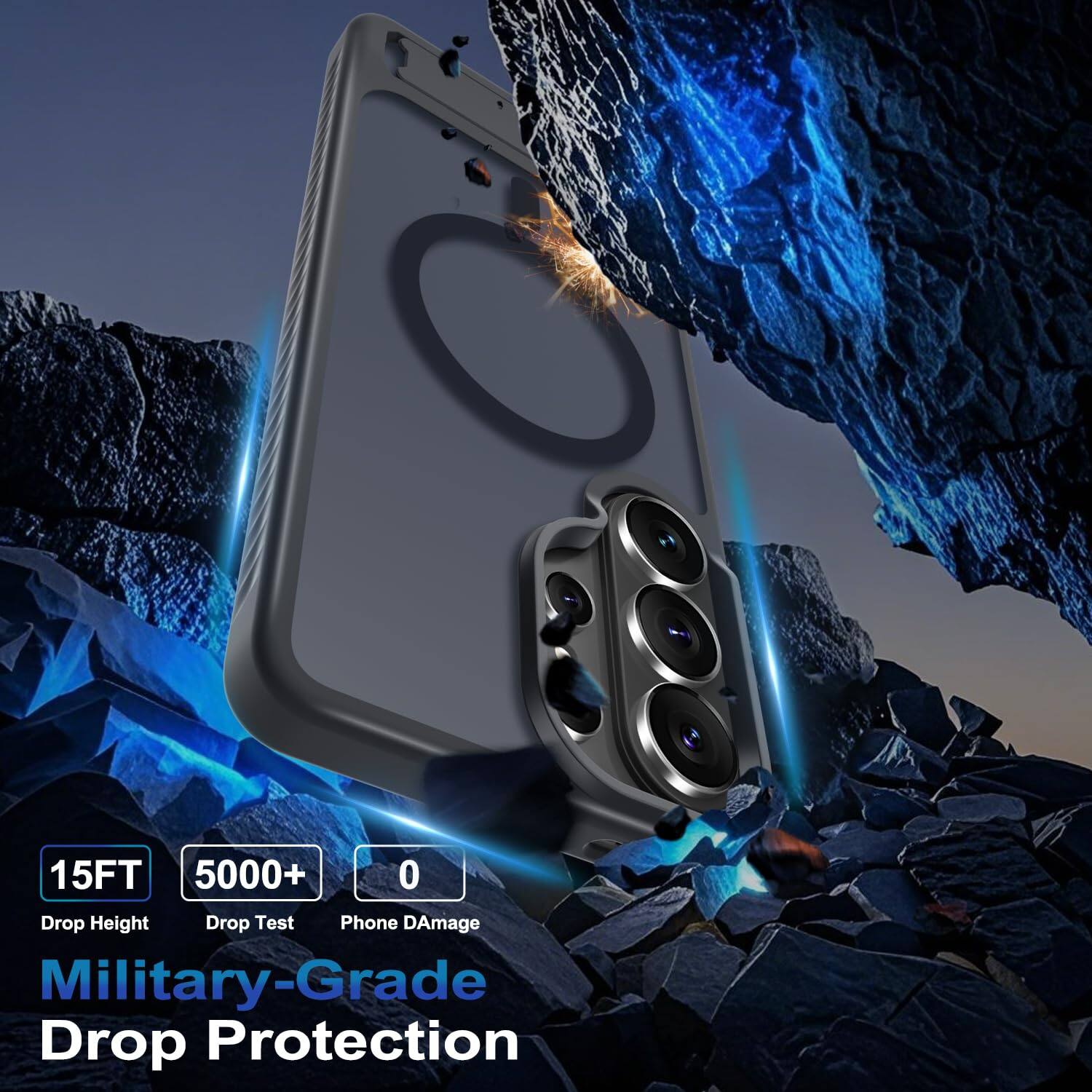 15FT  
5000+  
0  
Drop Height  
Drop Test  
Phone Damage  
Military-Grade Drop Protection