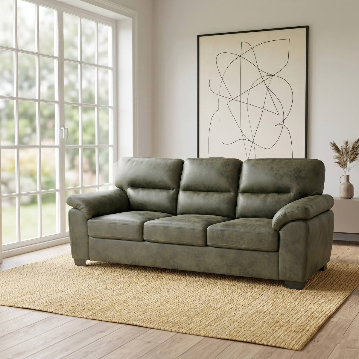 Left. Ropilly - Ropilly Olive Green Upholstered Sofa, 81 Inch 3 Seater Sofa with Padded Armrests for Living Room - Olive Green.