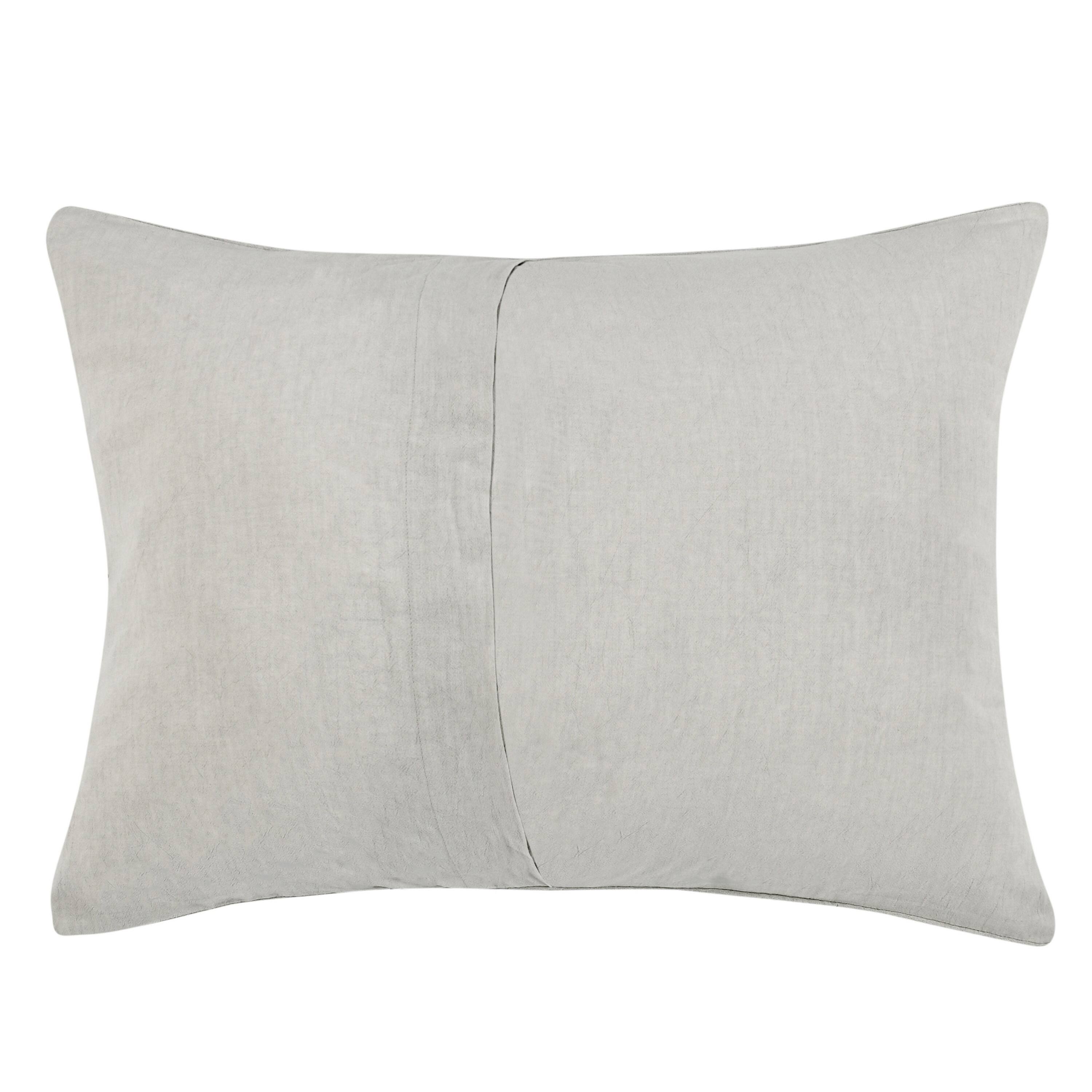 Angle. Manhattan Lane - Irma 20 x 26 Standard Pillow Sham, Pre Shrunk  Cotton, Premium Linen - Gray.