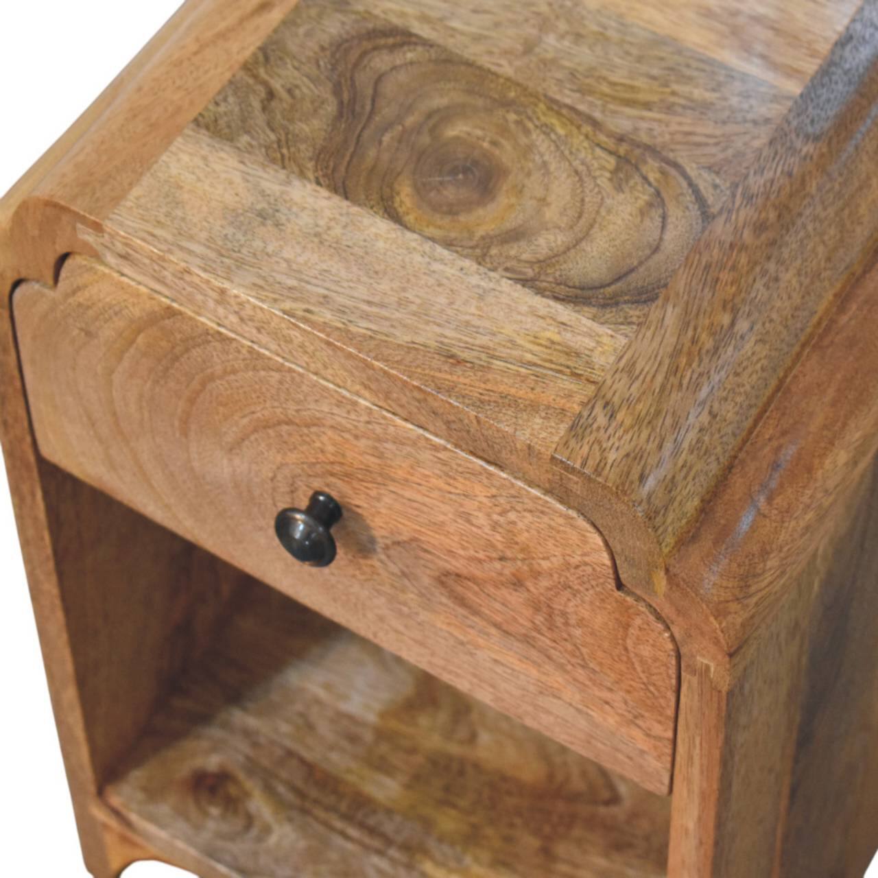 Alt View 1. Artisan Furniture - Artisan Furniture Solid Wood Newton Mini Oak-ish Nightstand with a drawer and open shelf - Oak.
