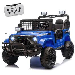 Chateau Abodes - 24V XL Kids Ride-On Truck, 2-Seater with Remote, 200W Dual Motor up to 5 MPH, Bluetooth/USB Music, LED Lights - Blue
