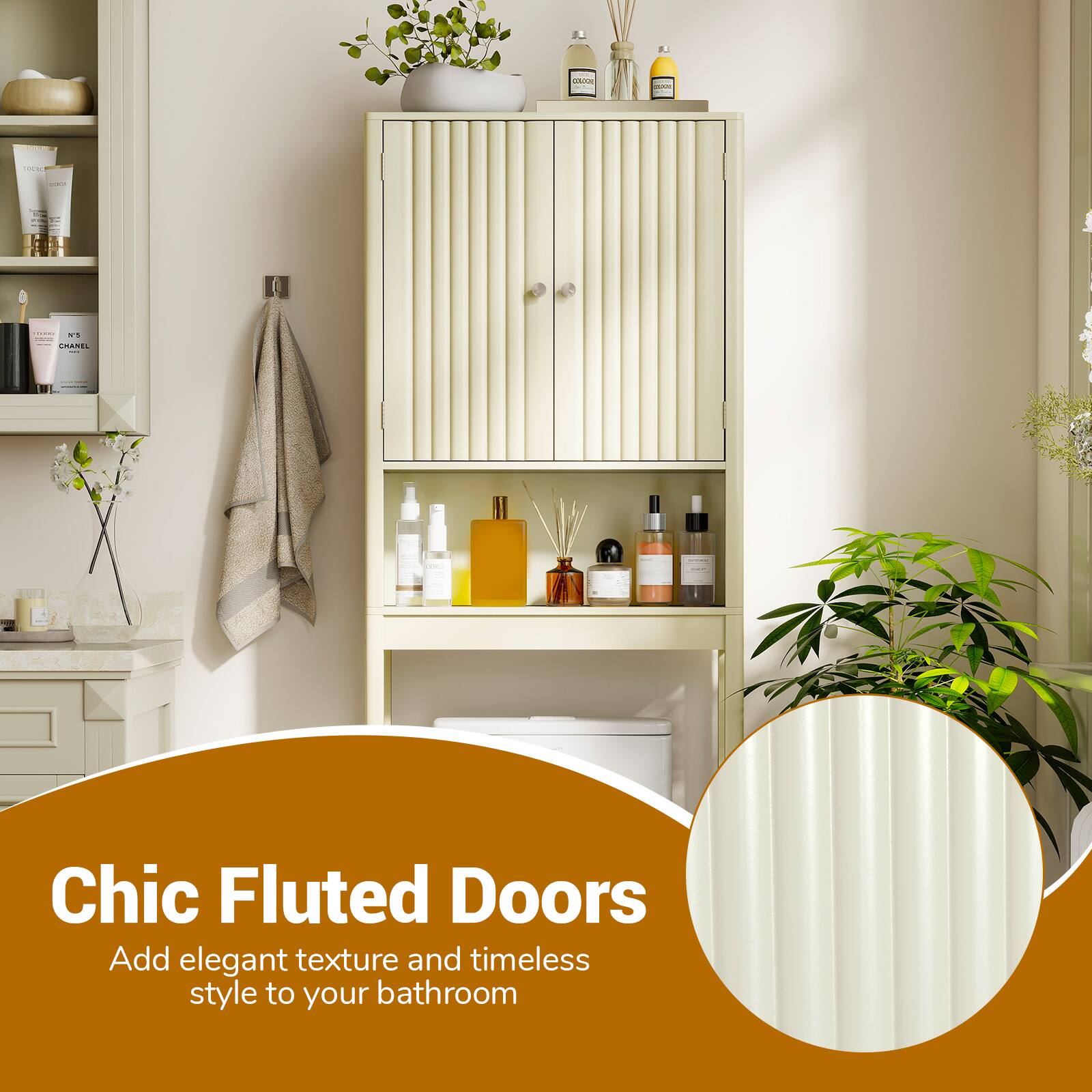 Chic Fluted Doors  
Add elegant texture and timeless style to your bathroom