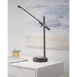 Hivvago - Modern LED Desk Light Table Lamp with Wireless Cell Charging Pad - Black