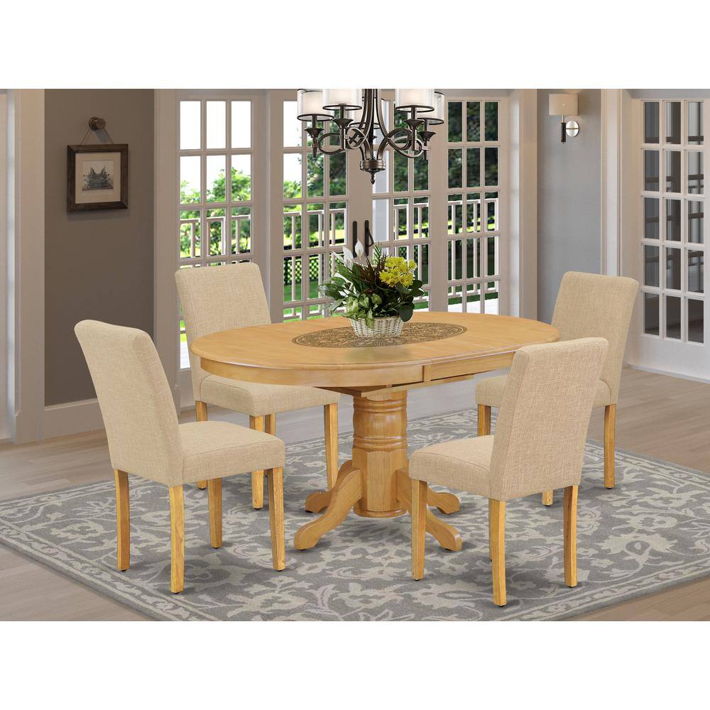 Left. East West Furniture - Dining Room Set Oak - Brown.