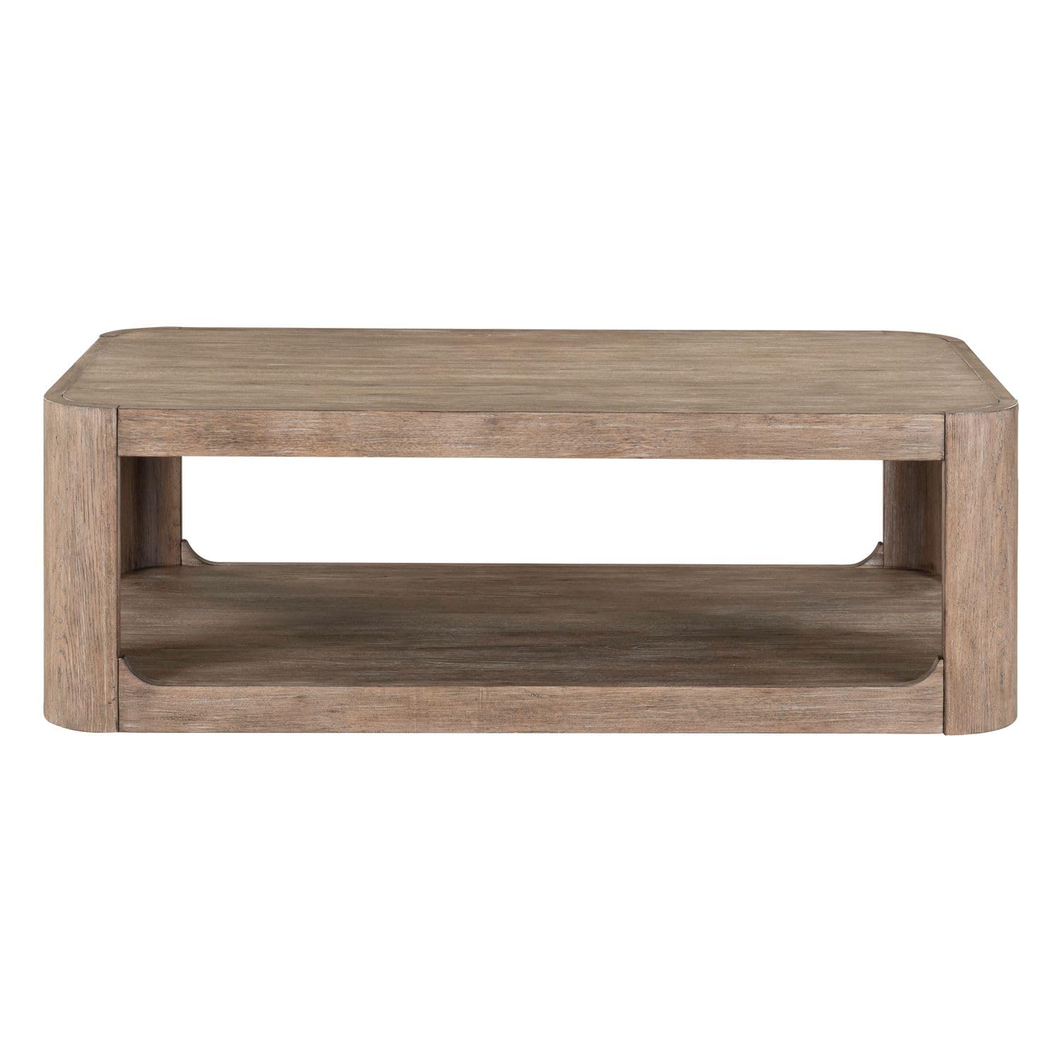 Back. Liberty Furniture Industries - Living Room Rectangular Cocktail Table with Wheels - Burnished Clay Oak Wood - Burnished Clay.