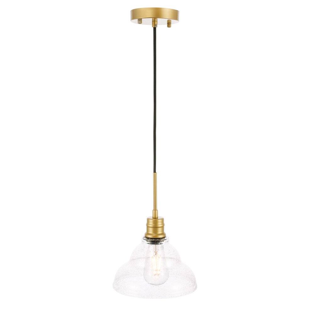 Alt View 4. Living District - Gil 1 Light Brass And Clear Seeded Glass Pendant - Brass And Clear Seeded Glass.
