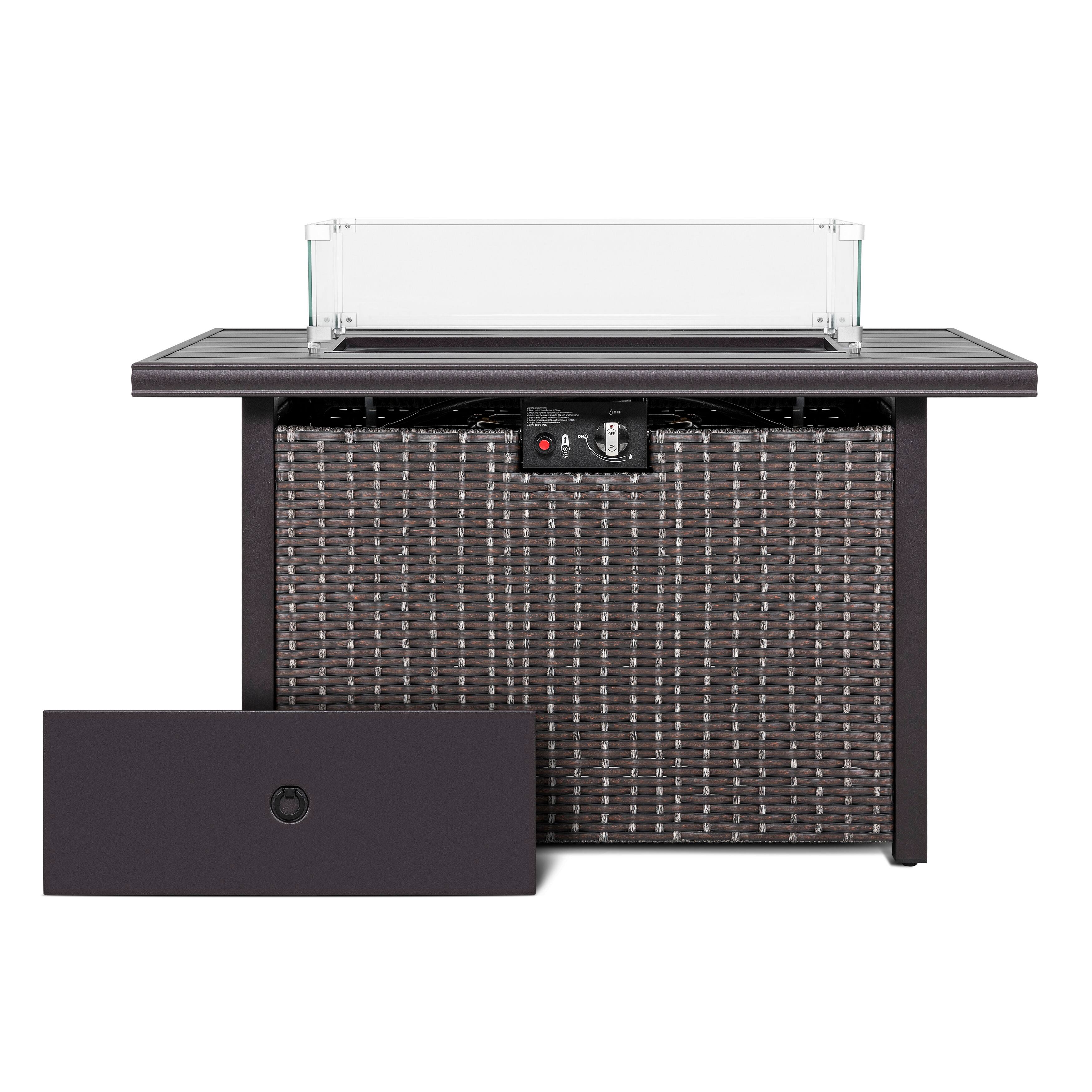 Angle. Nuu Garden - Outdoor 43" 50,000 BTU Propane  Fire Pit Table - Dark Brown.