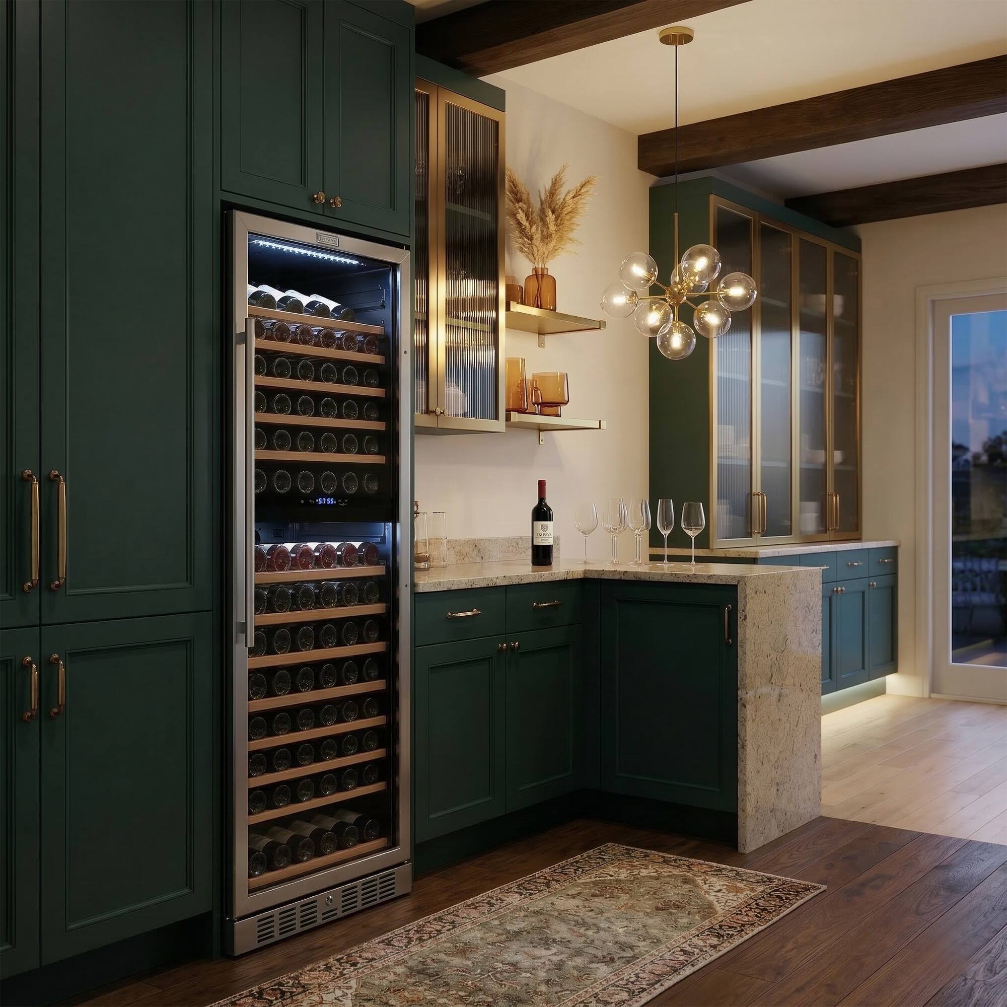 Alt View 4. Empava - 23.43 In. 163-bottle Dual Zone Freestanding Wine Cooler - Compressor Cooling, 13 Shelves, Wine Fridge 41-64°F In Black - Black.