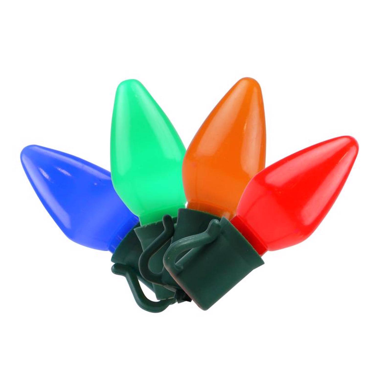 Celebrations - Incandescent C7 Multicolored 4 ct Replacement Christmas Light Bulbs 0.08 ft.
