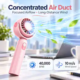Anysun - Portable Handheld Fan – Foldable Turbo Mini Fan with Strong Wind, Ultra Quiet Personal Cooling for Travel & Outdoor - Cherry Blossom Pink