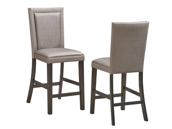 Front. Kings Brand Furniture - Kings Brand Furniture Set of 2 Counter Height Chairs with Strong PVC Fabric Upholstery Feature - Steel/Grey.