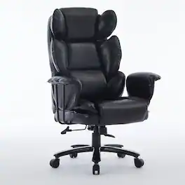 Aukfa - Big and Tall Office Chair 500lbs - Ergonomic High Back Leather Executive Desk Chair with Wide Seat - Black