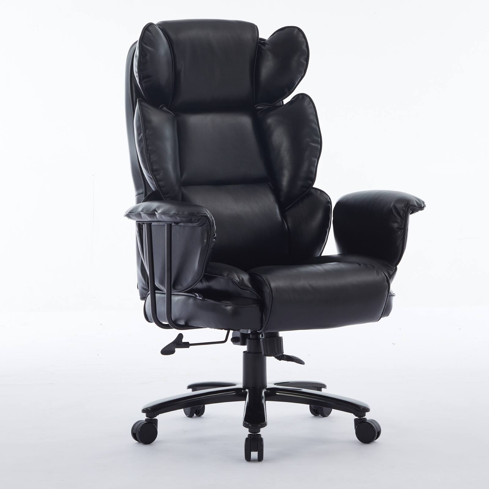 Front. Aukfa - Big and Tall Office Chair 500lbs - Ergonomic High Back Leather Executive Desk Chair with Wide Seat - Black.