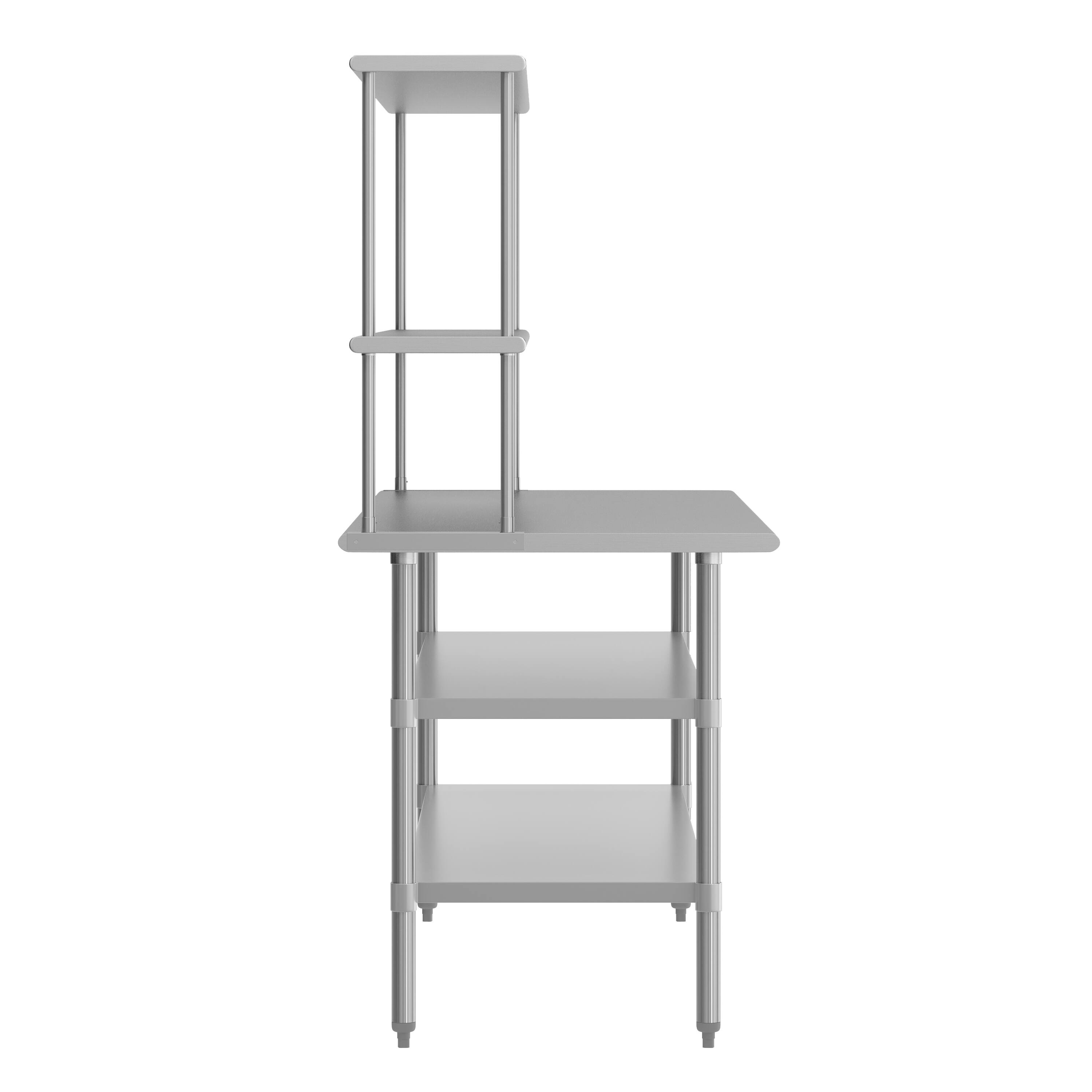 Left. Flash Furniture - Reader Portable Prep and Work Table with NSF Certified 18 Gauge Stainless Steel Top Shelf and Double Overshelves and 2 G - Gray.