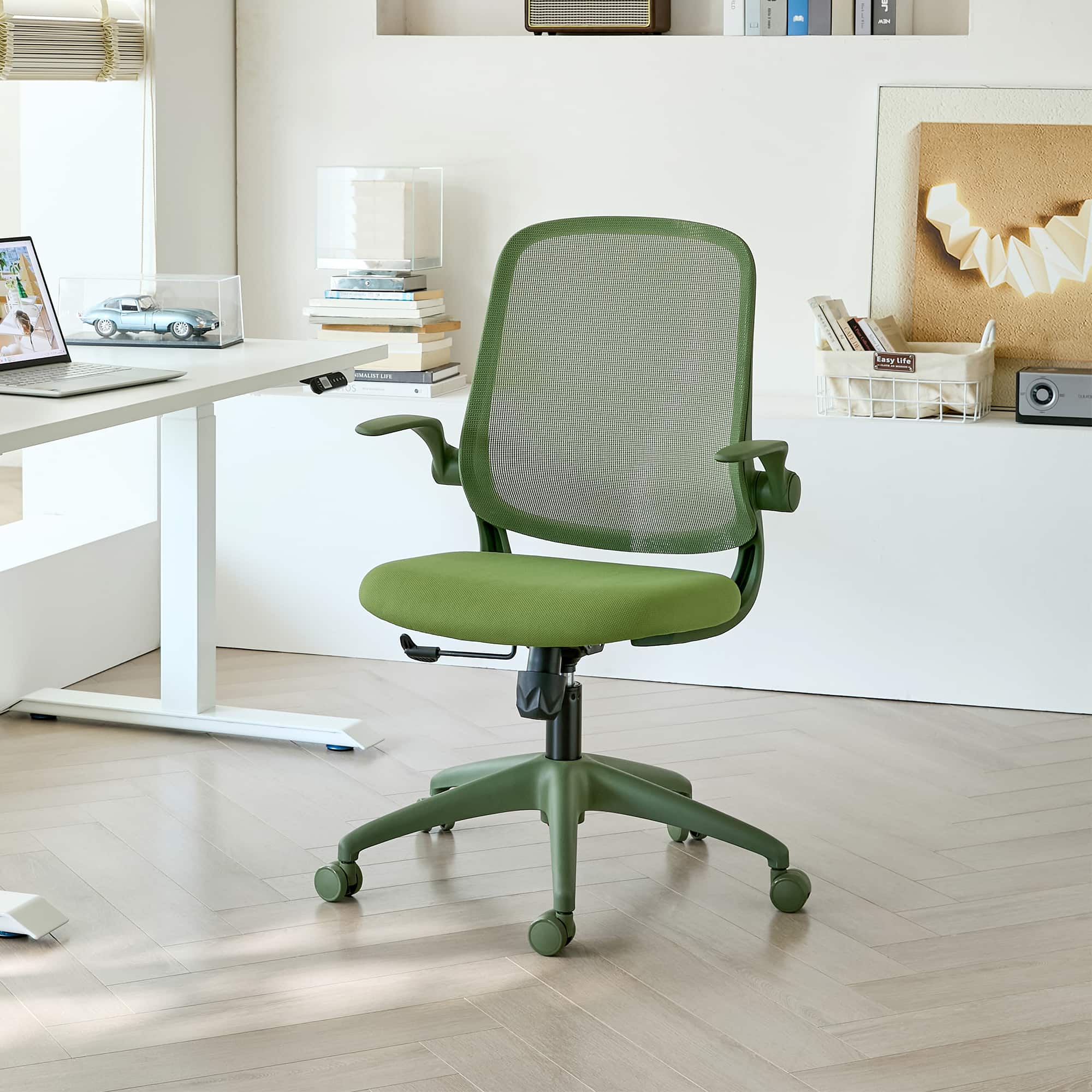 Anysun - Ergonomic Color Office Chair – High Back Mesh, Flipping Armrests, Molded Foam Seat – Rotating, Lifting Multi‑Functional - Green