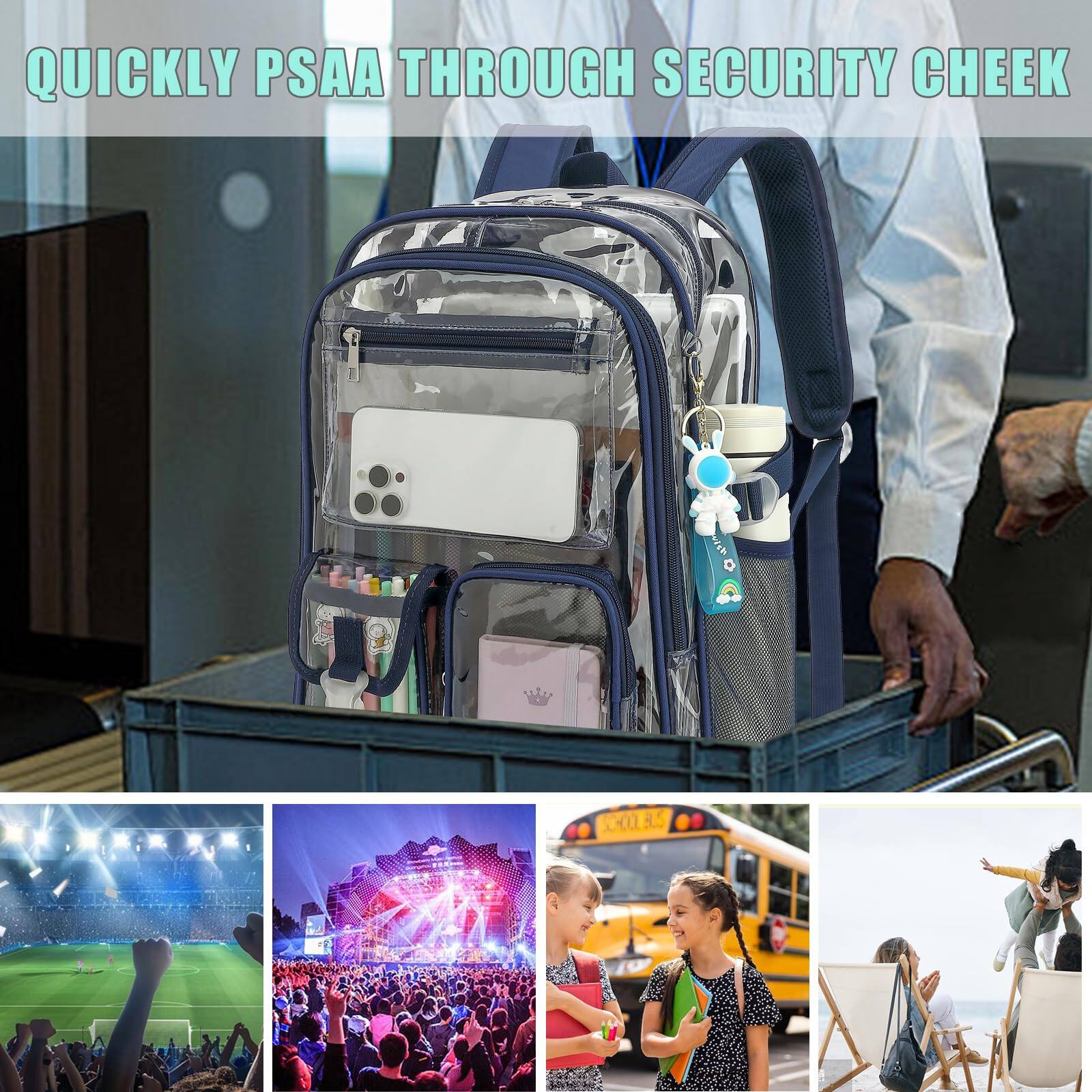 Cozy Serene Clear Backpack Heavy Duty Transparent Backpacks Stadium ...