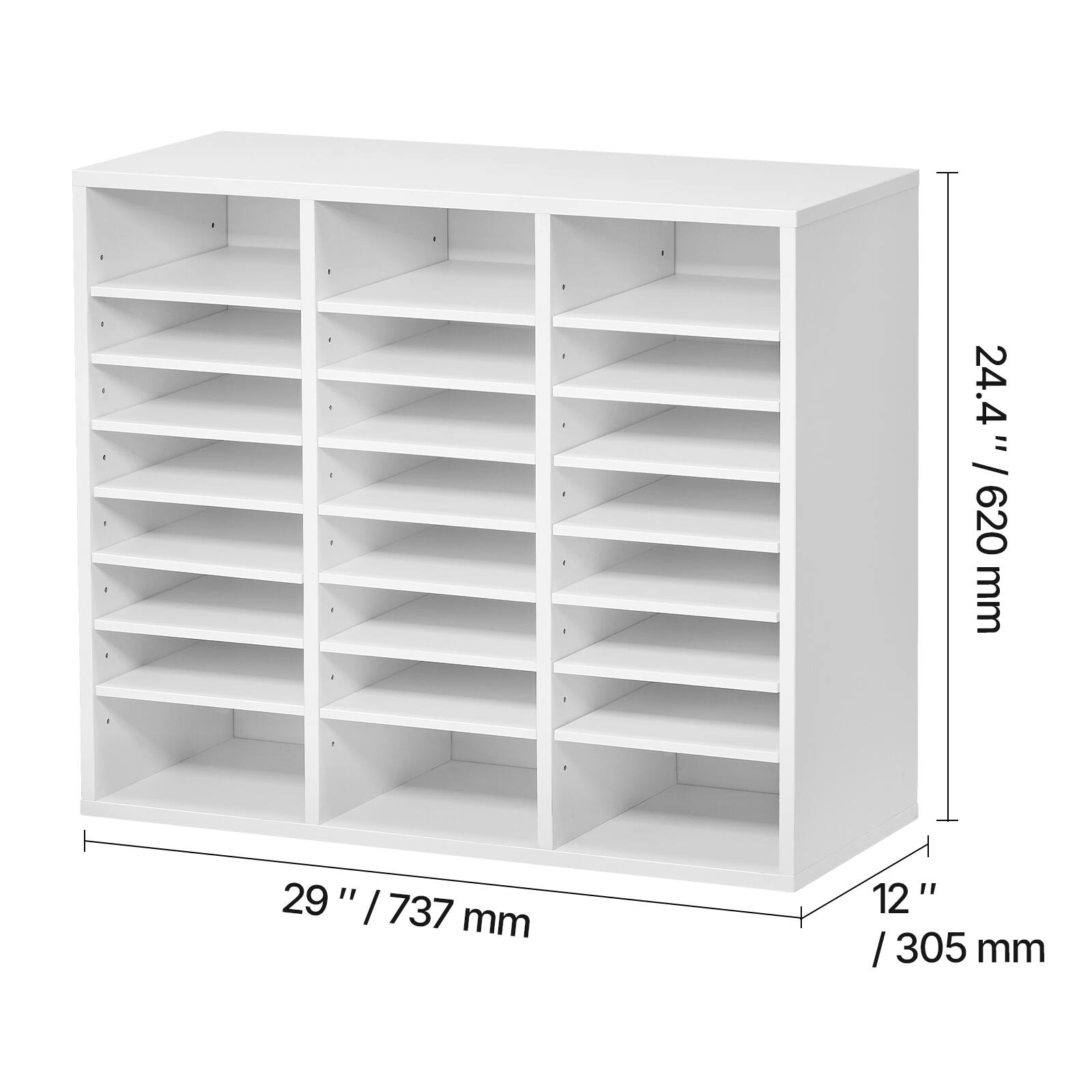 24.4" / 620 mm  
29" / 737 mm  
12" / 305 mm
