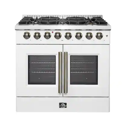Front. Forno Appliances - 36 in. Wide 6 Burner Galiano 5.36 Cu. Ft. Freestanding Dual Fuel True Convection Range - White.