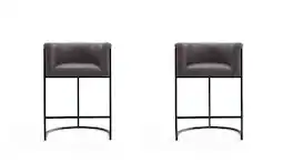 Manhattan Comfort - Cosmopolitan Mid-Century Modern Metal Upholstered Counter Stool - Set of 2 - Graphite
