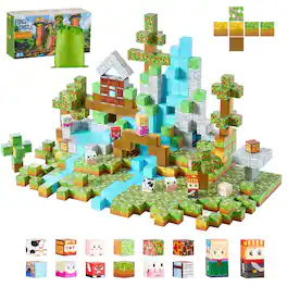Glintex - Magnetic Blocks 150PCS Castle Set, STEM Montessori Building Cubes for Creative Construction Play