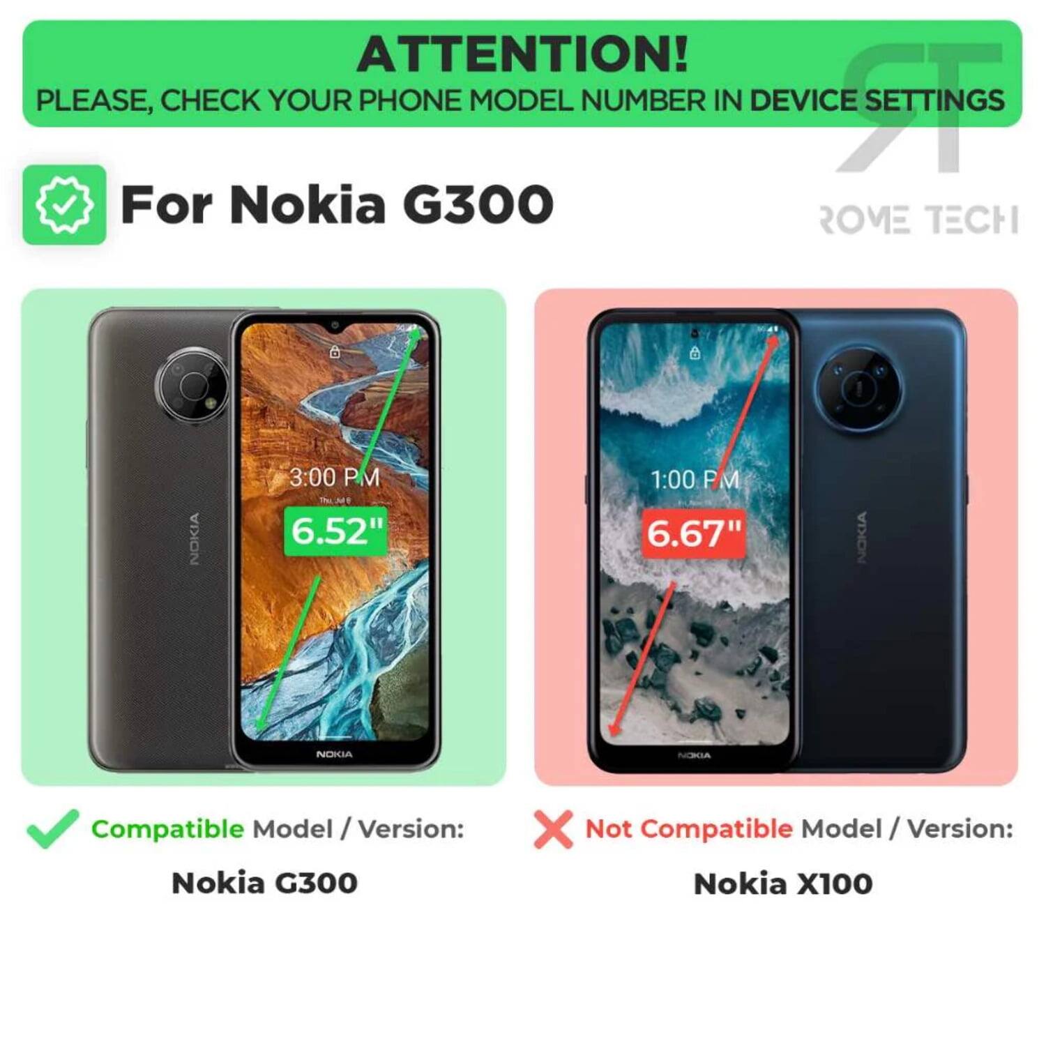 ATTENTION!  
PLEASE, CHECK YOUR PHONE MODEL NUMBER IN DEVICE SETTINGS

For Nokia G300

Compatible Model / Version:  
Nokia G300

Not Compatible Model / Version:  
Nokia X100