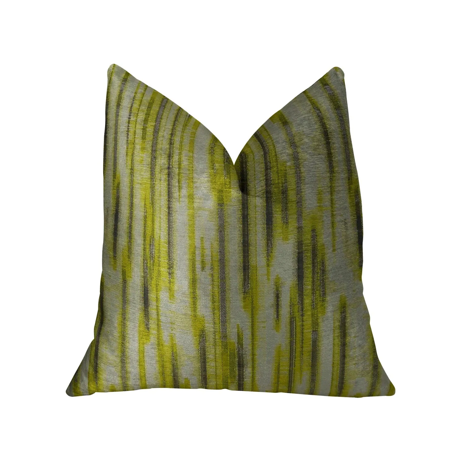 Front. Plutus Brands - Pinceaux Handmade Throw Pillow (22" x 22") - Green, Gray, Cream.