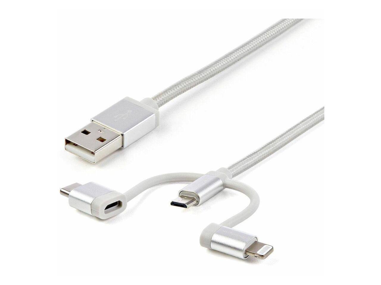 Alt View 1. StarTech.com - StarTech 6ft USB 3-in-1 Charging Cable - Lightning/USB-C/Micro-USB, Braided, MFi Certified.