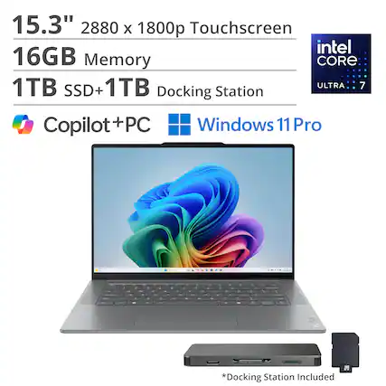 15.3" 2880 x 1800p Touchscreen
16GB Memory
1TB SSD + 1TB Docking Station
Intel Core Ultra 7
Copilot+PC
Windows 11 Pro
*Docking Station Included