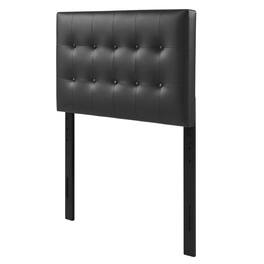 FurniFact - Upholstered Vinyl Twin Headboard with Cushioned Support and Durable Frame - Black
