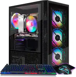STGAubron - Gaming Desktop PC, AMD Ryzen 3 3200G up to 4.0GHz, Radeon RX 580 16G Graphics, 16G DDR4 RAM, 512G SSD, WIN11H - Black