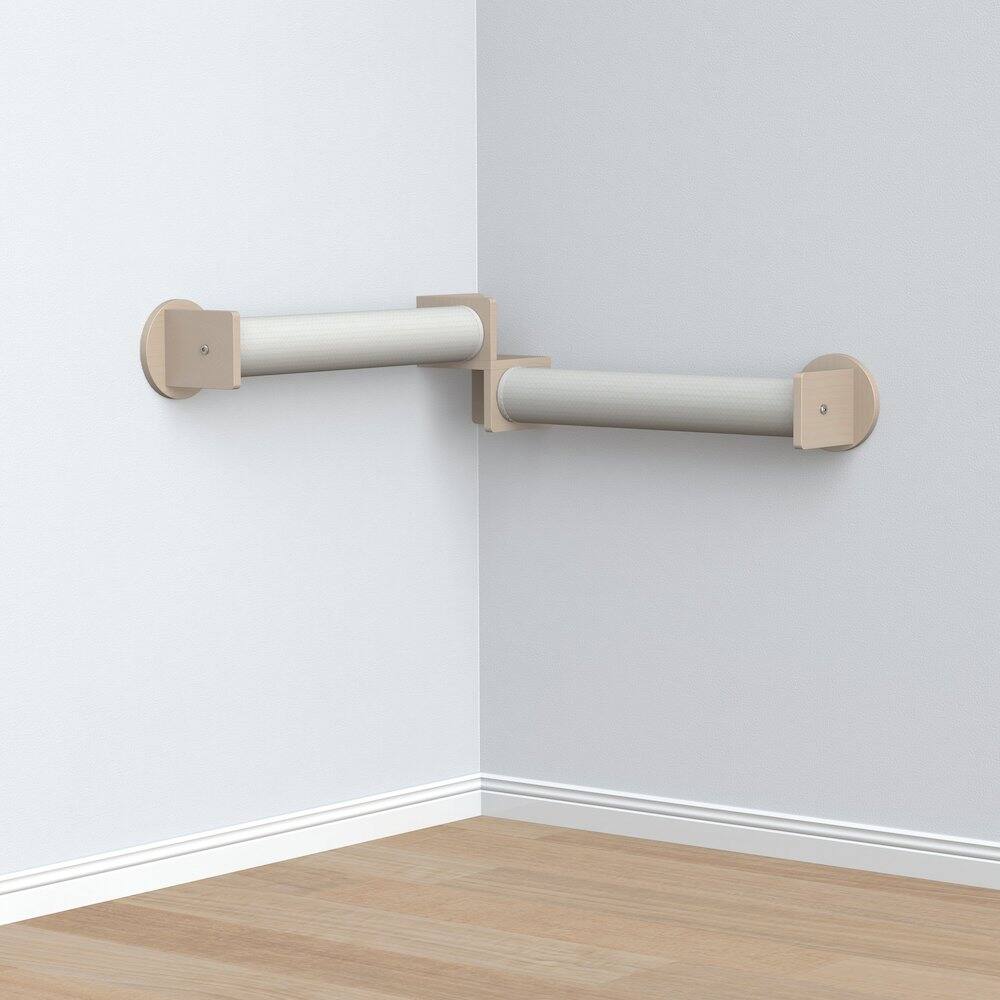 Angle. TRIXIE - Wall Set 5 Multi-Level Wall Mounted Cat Perch System with Scratching Posts - Natural/White.