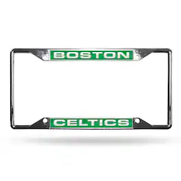 Rico Industries - Boston-Basketball-Celtic's All Corner EZ View Chrome Metal Laser Cut License Plate Frame - Multi