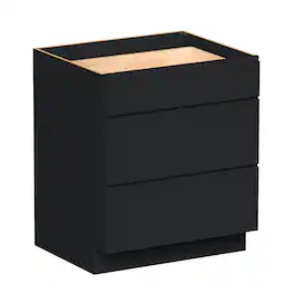 Boyel Living - 30-in W x 34.5-in H x 24-in D Shaker RTA Kitchen 3-Drawer Base Cabinet with Soft-Close Drawers - Black
