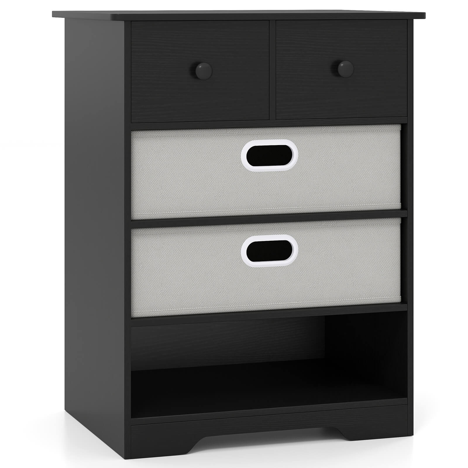 Front. Costway - Costway 4-Drawer Dresser Modern Chest Storage Organizer with Open Shelves Anti-Tip Kits Black - Black.