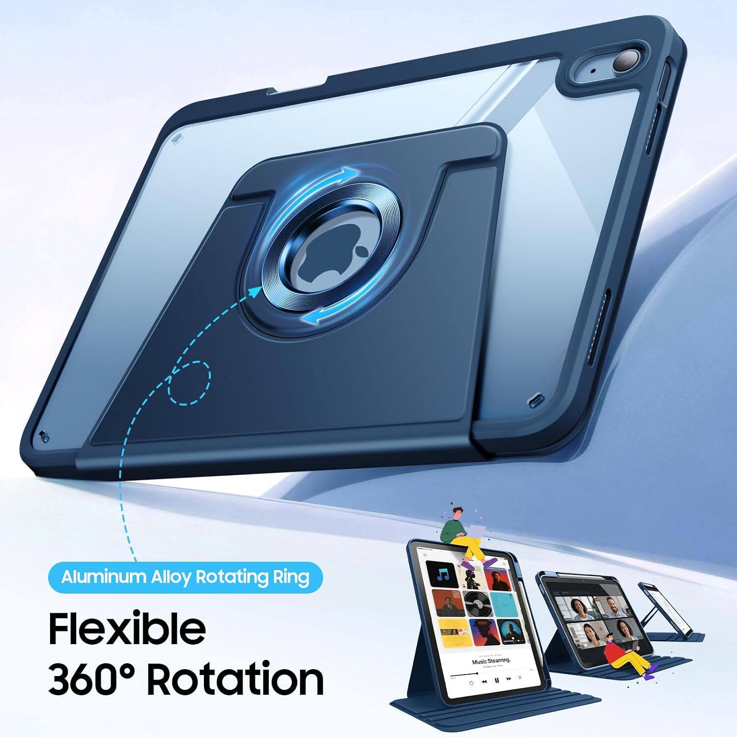 Aluminum Alloy Rotating Ring Flexible 360° Rotation  
Music Streaming