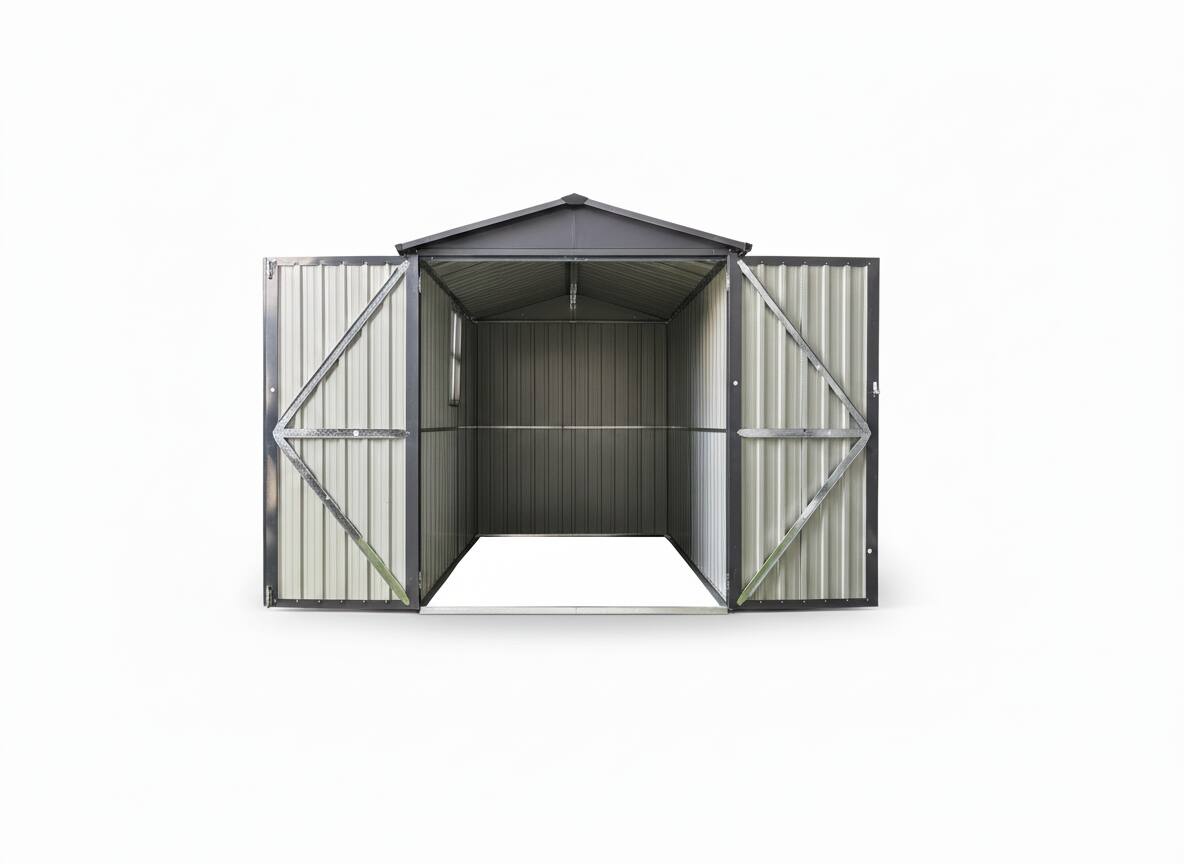 Alt View 1. Anysun - Motorcycle Outdoor Storage Shed with Window, 121" Wide, No Tracks/Fixtures, Easy Assembly - Grey+White.
