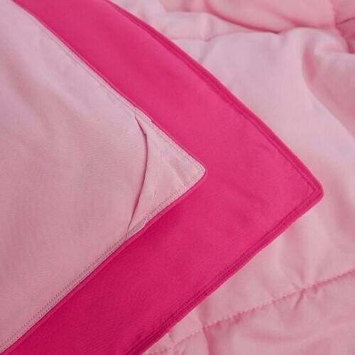 Back. Hivvago - Full/Queen Traditional Microfiber Reversible 3 Piece Comforter Set in Pink - Pink.