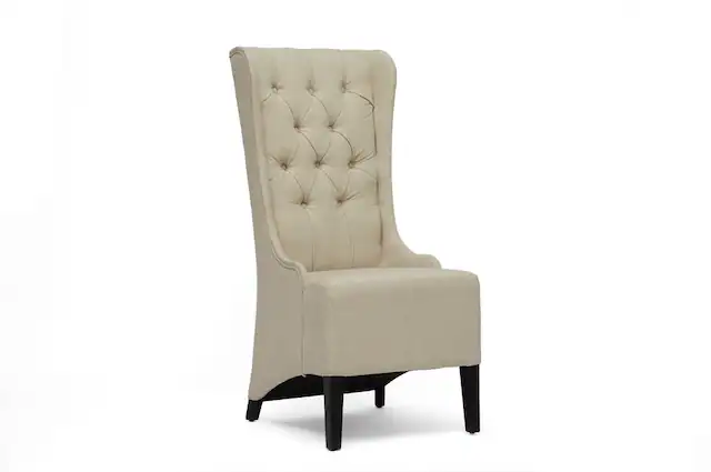 Front. Baxton Studio - Vincent Linen Modern Accent Chair - Beige.
