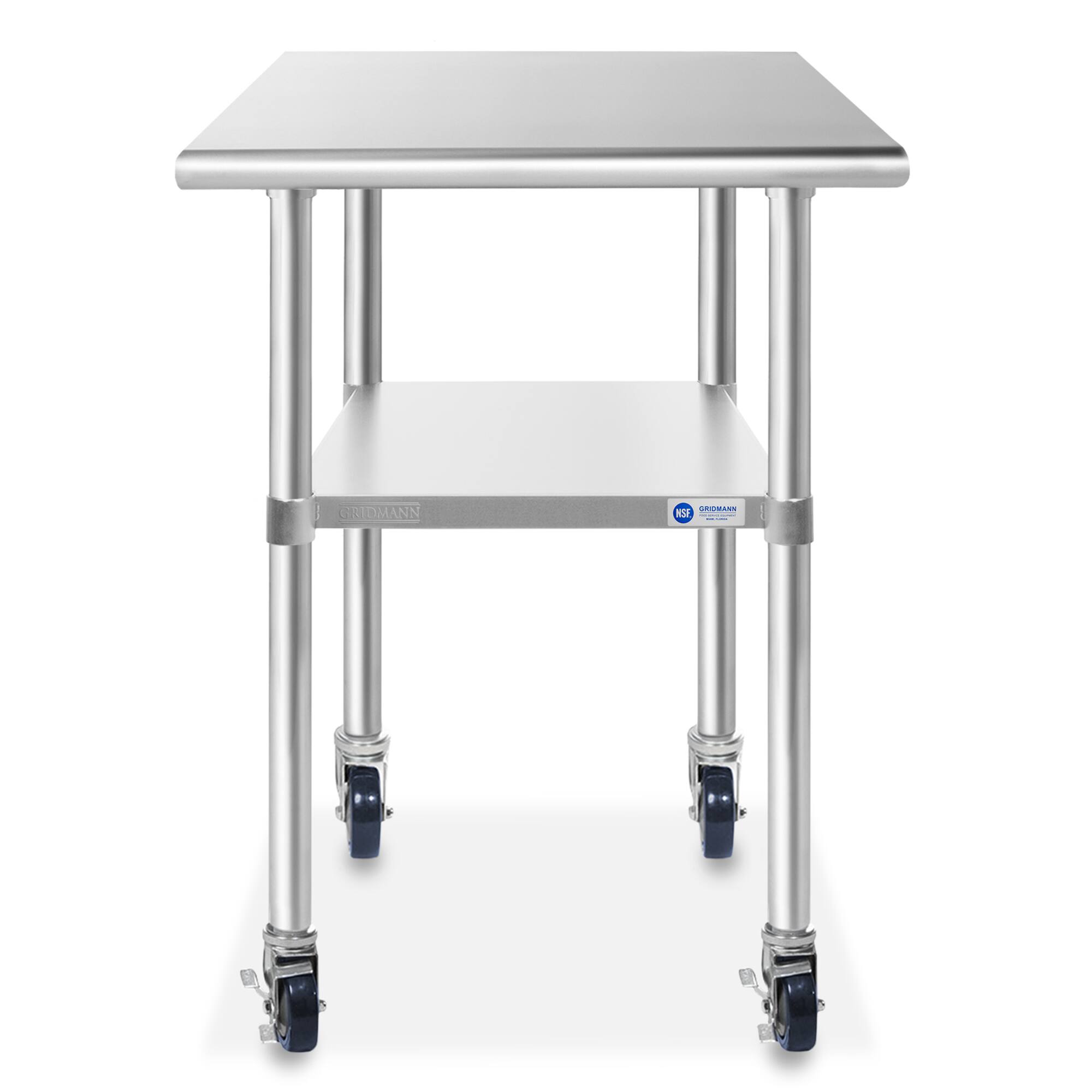 Alt View 1. GRIDMANN - 30 x 24-in NSF Stainless Steel Prep Table with Casters - Silver.