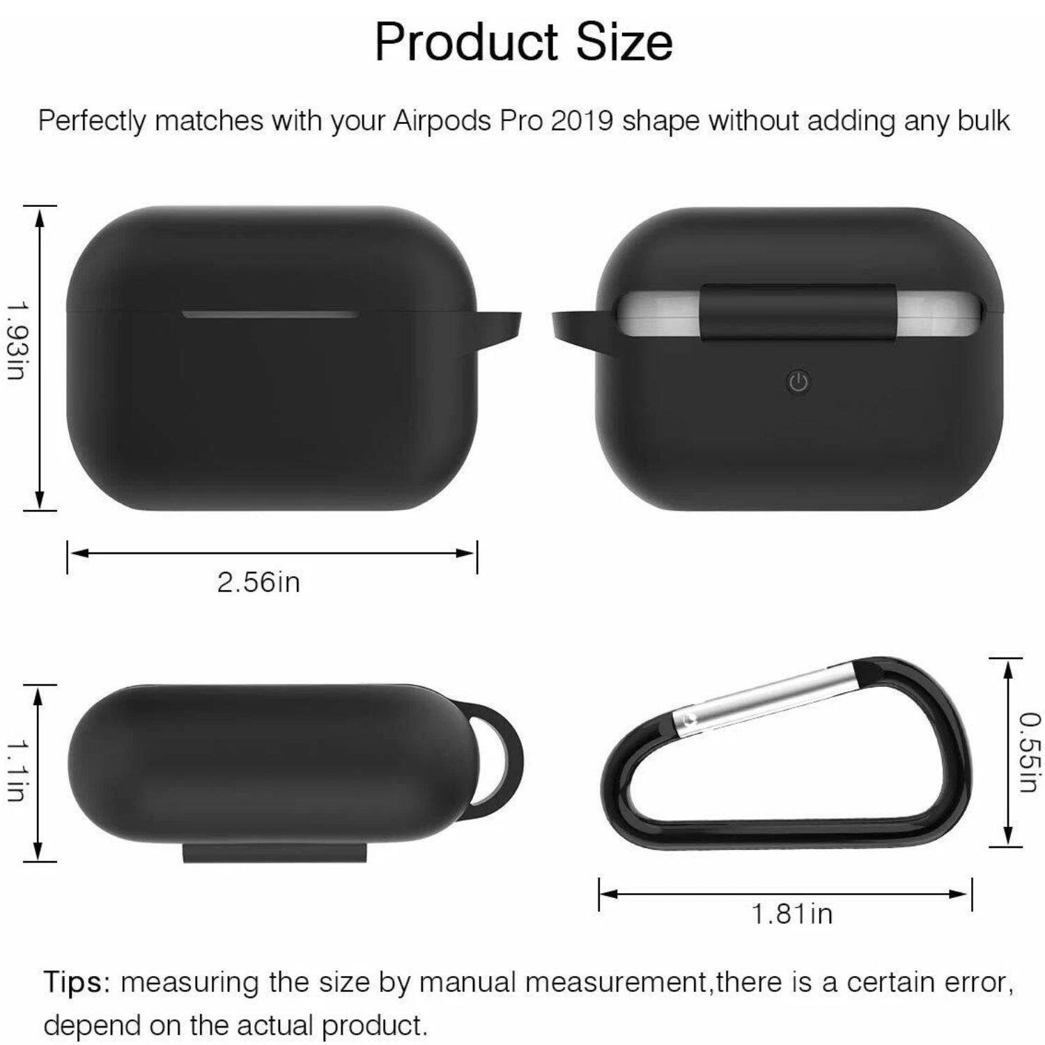 Product Size

Perfectly matches with your Airpods Pro 2019 shape without adding any bulk

- 1.93in
- 2.56in
- 1.1in
- 0.55in
- 1.81in

Tips: measuring the size by manual measurement, there is a certain error, depend on the actual product.